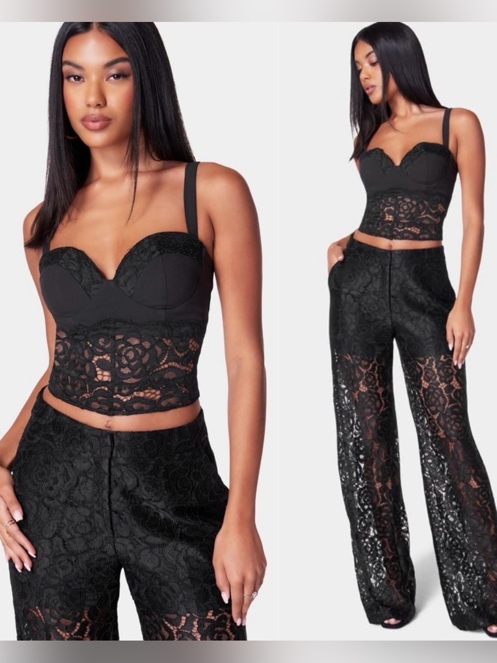 Bebe High Waist Wide Leg Lace Pants Size 00 tall